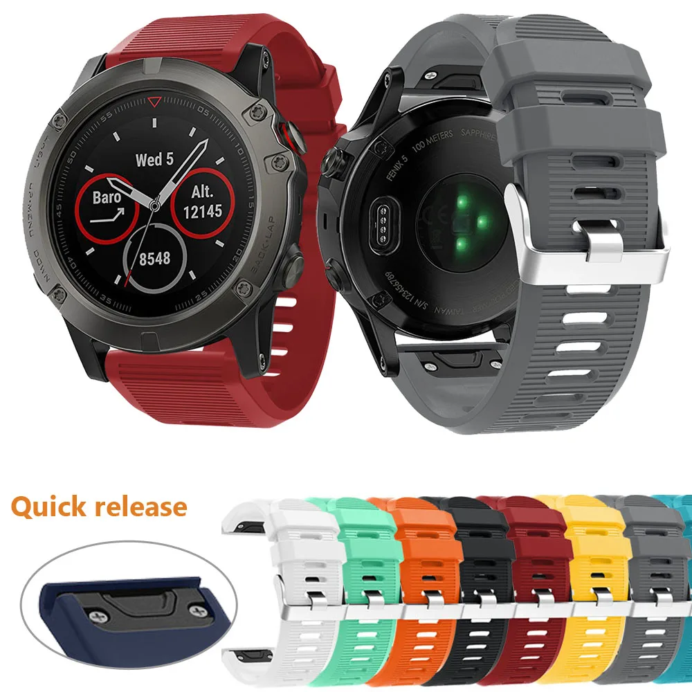 Ремешок силиконовый для наручных часов Garmin Fenix 6X Pro 5X 5xplus 3 HR пособие Mk1 26