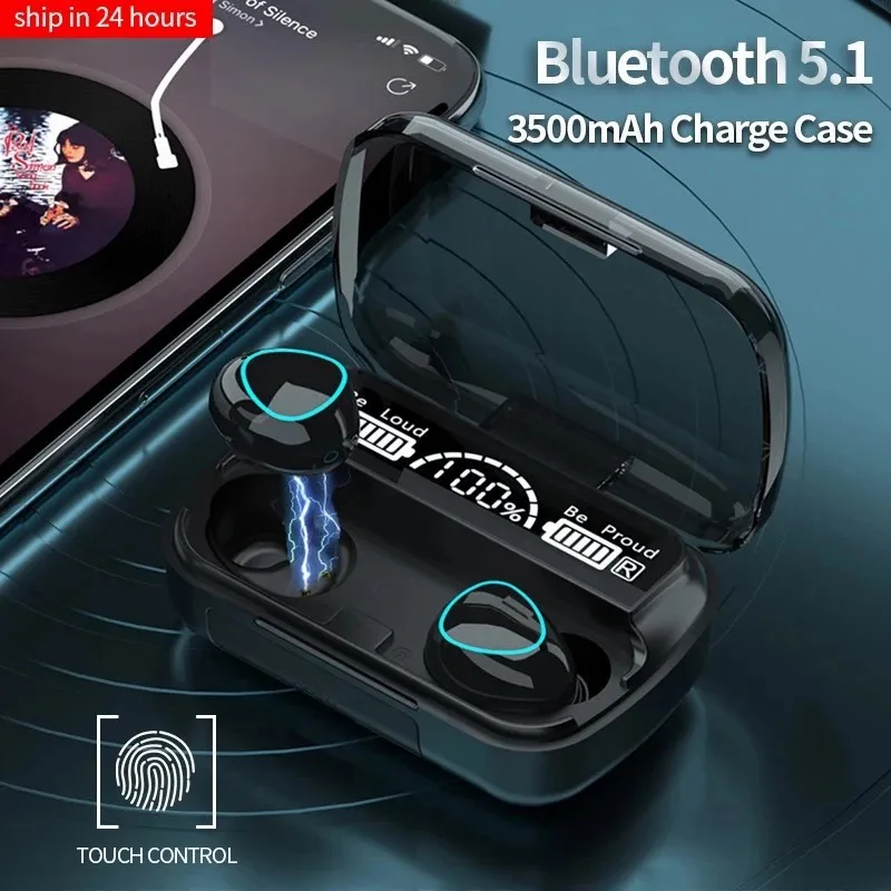 

TWS беспроводные наушники Bluetooth-совместимые наушники водонепроницаемые наушники с зарядным футляром 3500 мАч Спортивная гарнитура
