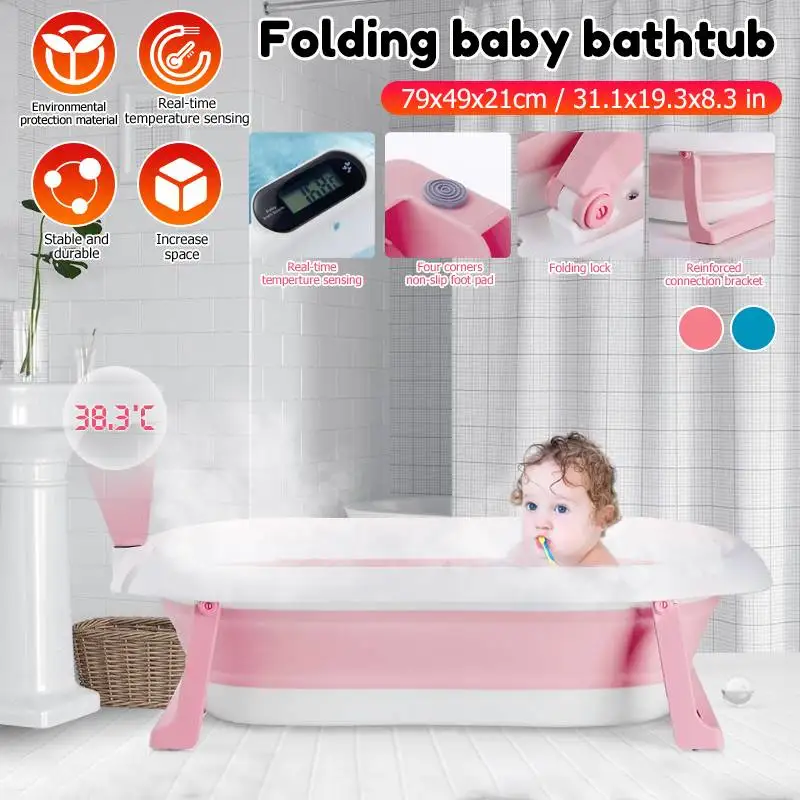 

Портативная Складная Ванна для новорожденных, Детская ванна для купания, мойка тела, детская, Экологически чистая, нескользящая, безопасная...