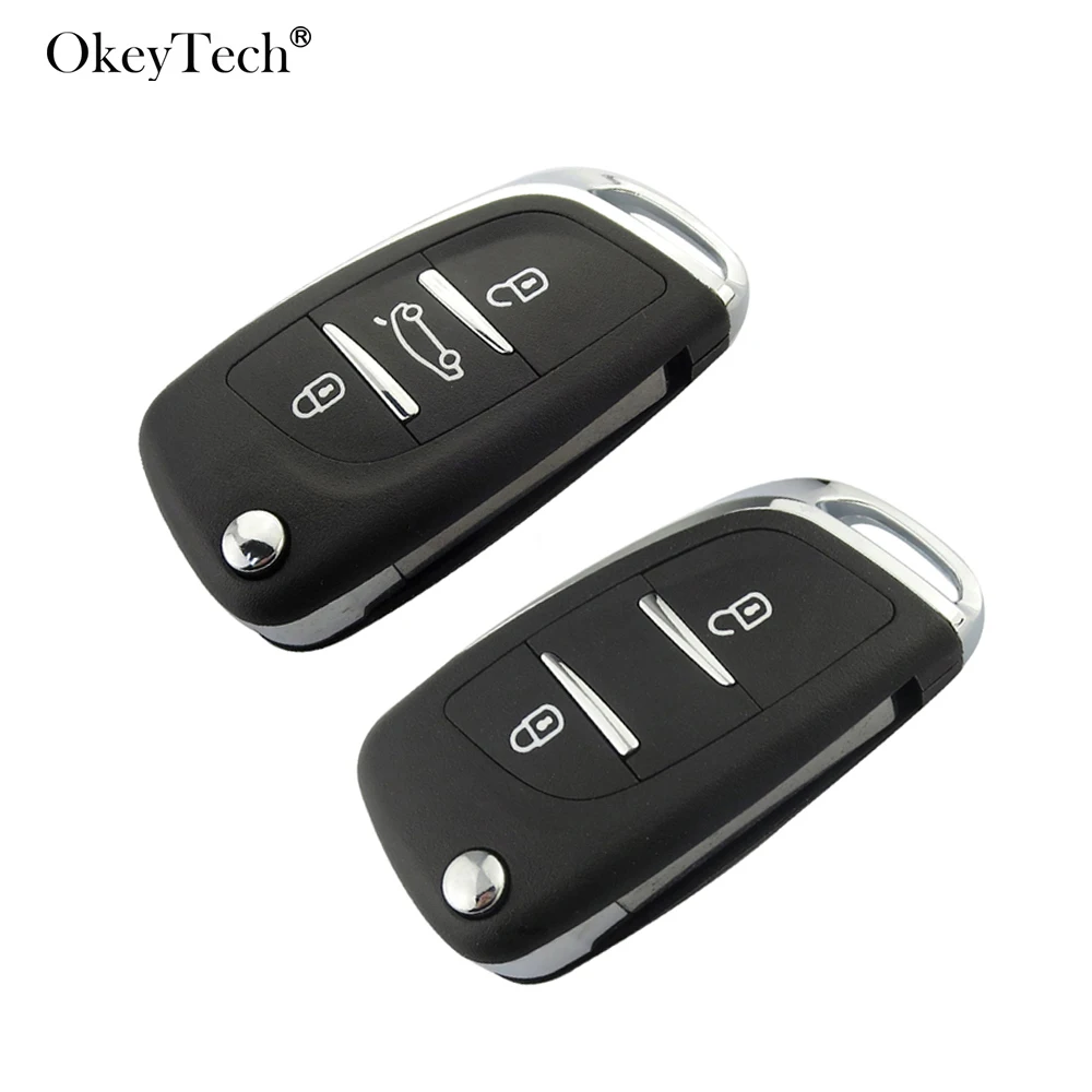 

OkeyTech Modified Filp Folding Remote Car Key Shell Case Cover For Peugeot 207 307 407 408 308 For Citroen C2 C4 C5 C6 C8 CE0536