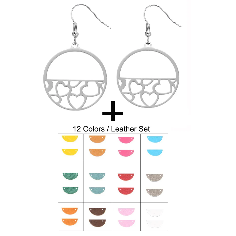 earring leather set Legenstar, трендовые, Букле д 'Орель, femme,, сменные, кожаные серьги, нержавеющая сталь, сердце, висячие серьги для женщин - Окраска металла: earring leather set
