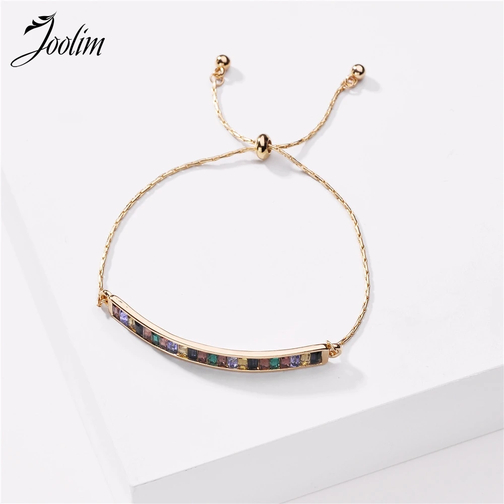 

JOOLIM Colorful Glass Pave Bracelet Adjustable Brass Bracelet Design Jewelry Wholesale