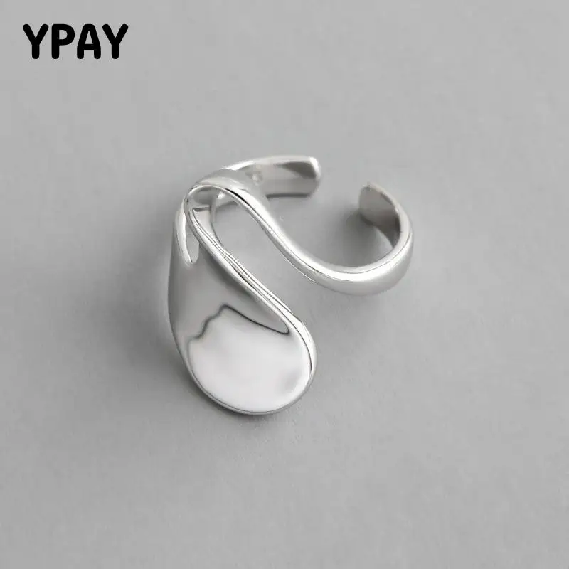 YPAY настоящее 925 пробы серебряные открытые кольца для женщин Корея INS неправильный