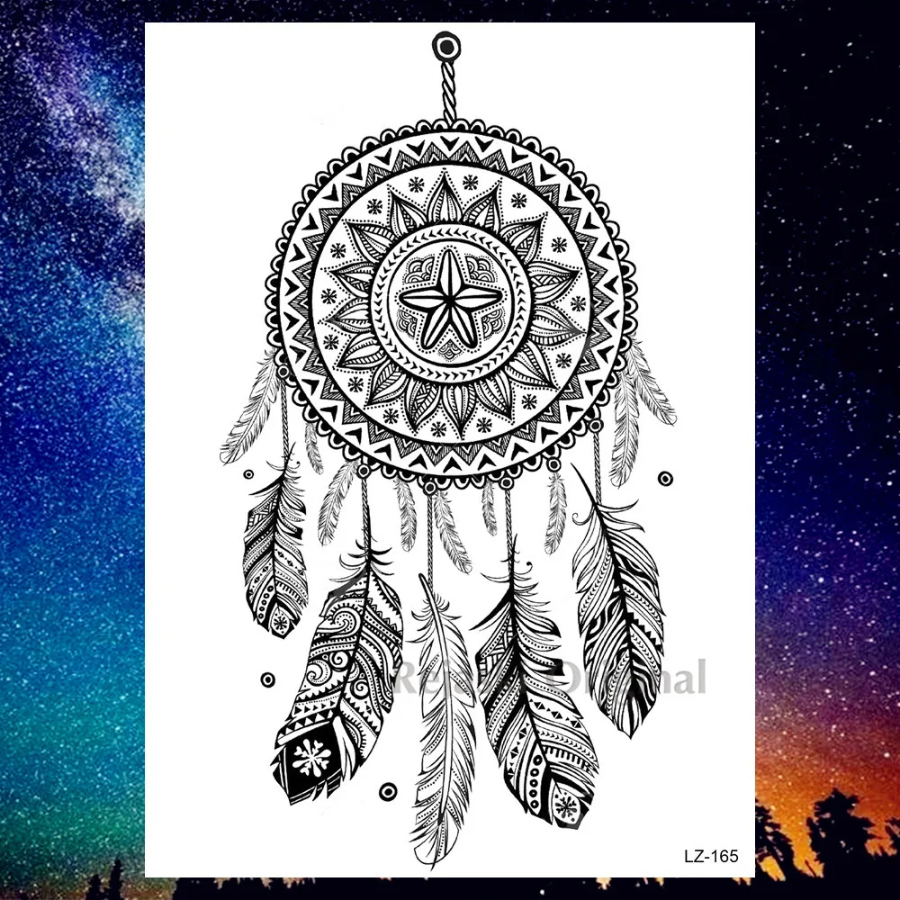 Мира Gigeon в стиле «Ловец снов»; серьги Henna Mandala цветов и птиц Тотем временная татуировка Стикеры перо Водонепроницаемый татуировки, боди-арт поддельные татуировки
