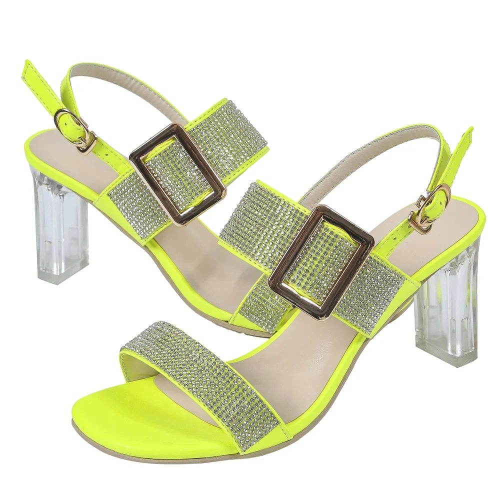 

Summer Rhinestone Sandals Women New Fashion Buckle Strap Bling Ladies Open Toe High Heel Shoes Party Dress Wedding Female Pumps