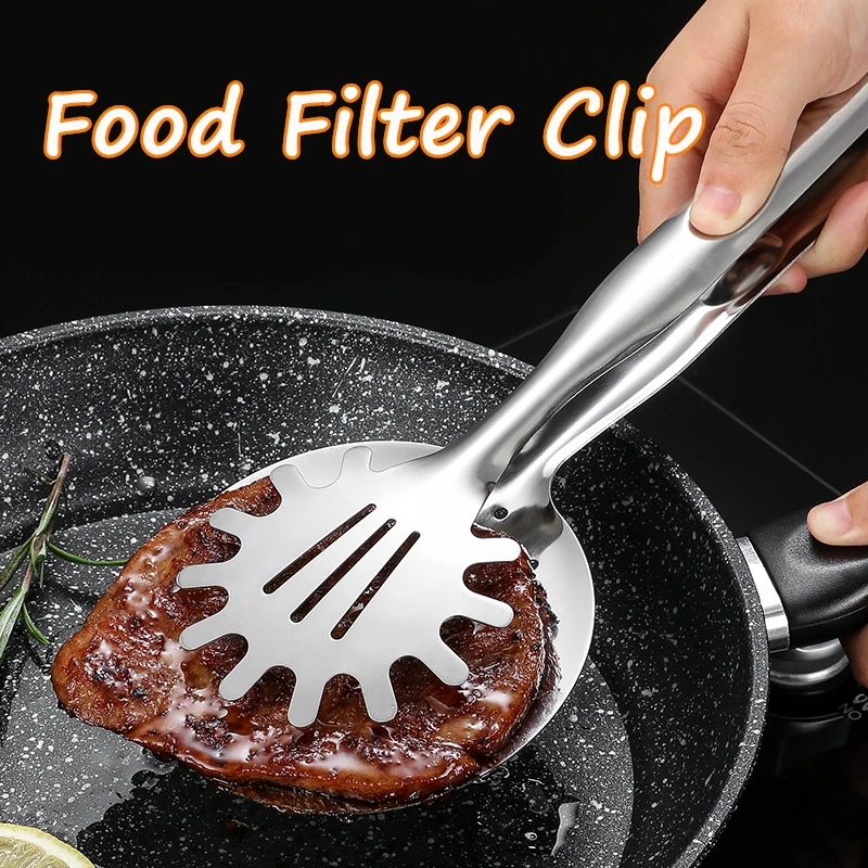 

1pcs Multi-functional Stainless Steel Clamp Strainer Filter Spoon With Clip Food Kitchen Oil-Frying Salad BBQ Filter Gadget