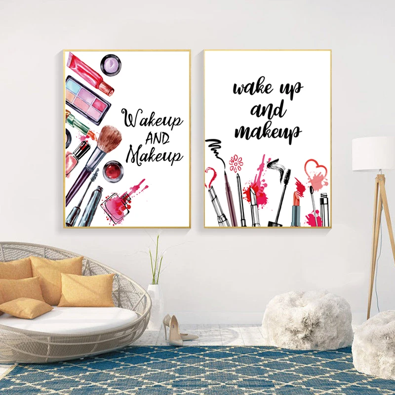 

Nordic Makeup Posters And Prints Fashion Wall Art Canvas Painting Cosmetic Art Pictures For Girls Room Modern Wall Decor