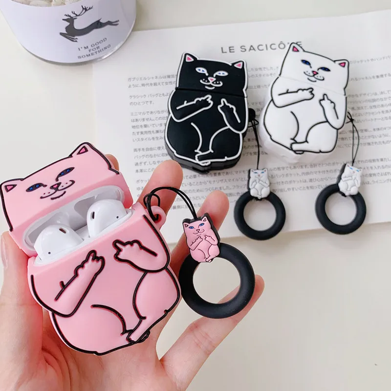 Мягкий силиконовый чехол для беспроводных наушников Apple AirPods 1 2 с кольцом и чехлом