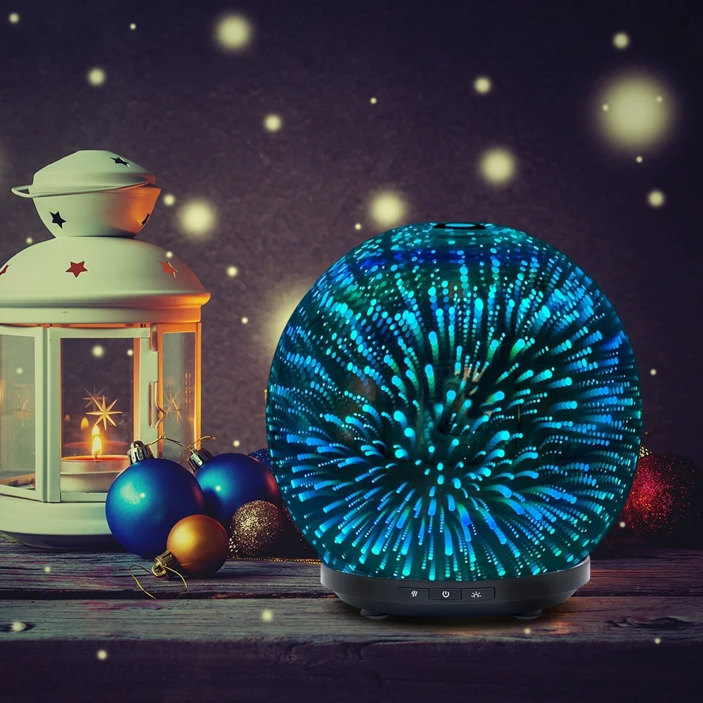 

3D Glass 200ml Humidifier Aromatherapy Oils Humidifier with Amazing LED Lights Handy Auto Shut-Off Function Large Water Tank