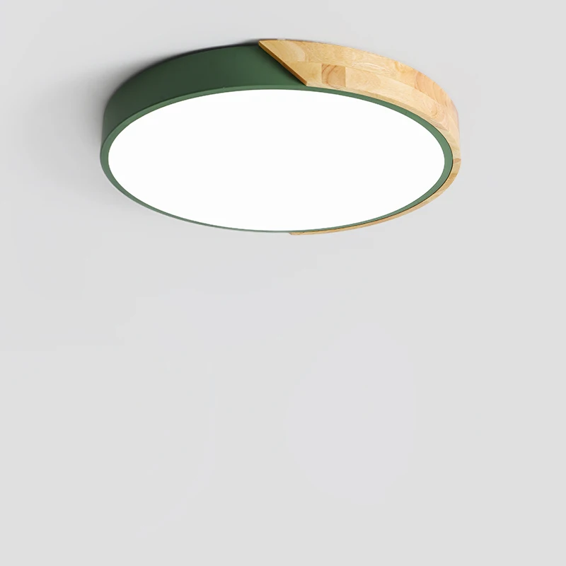 Lámpara de techo LED moderna de 5cm, iluminación de madera, decoración para el hogar, balcón, Control remoto, 30cm, macarrón