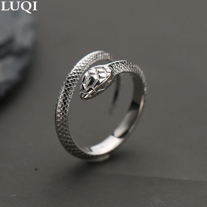 

S925 silver vintage mamba snake shape personality open unisex ring TJ-106