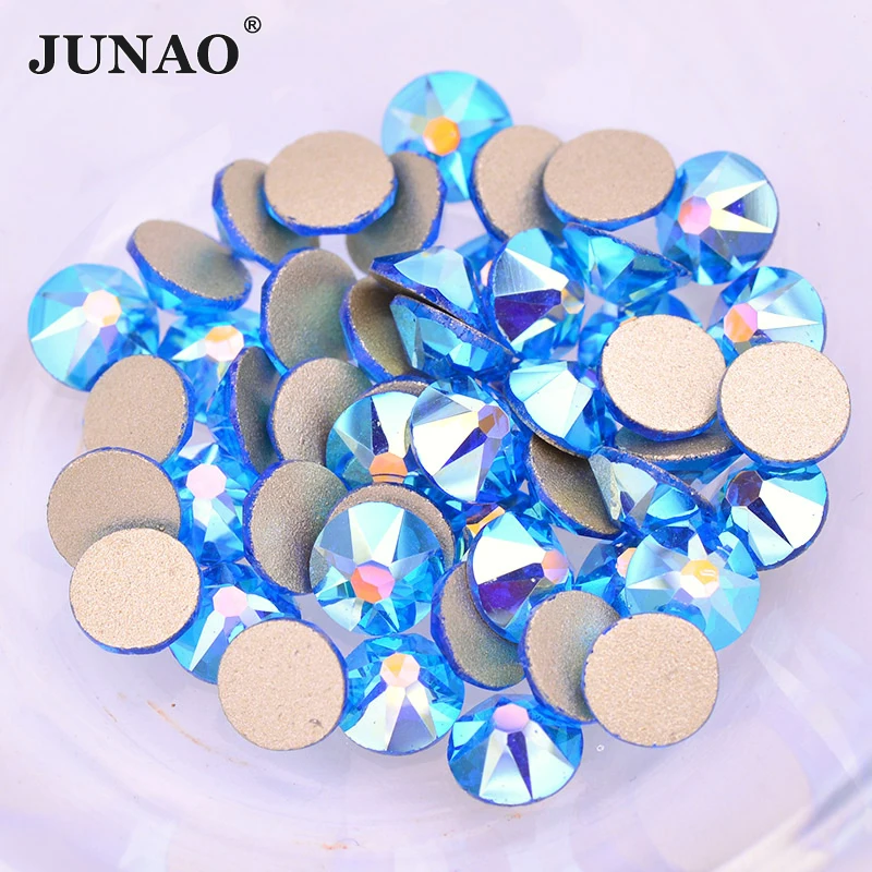 Стразы JUNAO SS16 SS20 SS30 из прозрачного белого стекла круглые для ногтей Пришивные АВ