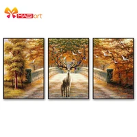 cross stitch kits embroidery needlework sets 11ct water soluble canvas patterns 14ct animal style elk in front of bridge ncma097