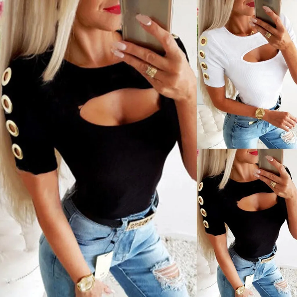 Женская тонкая футболка с круглым вырезом iFashionn летняя коротким рукавом и