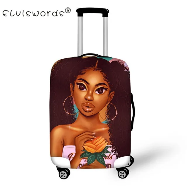 ELVISWORDS Black Girl Magic Afro Lady дорожный защитный чехол на чемодан для 18-30 дюймов аксессуары для путешествий Чехол - Цвет: YQ3720
