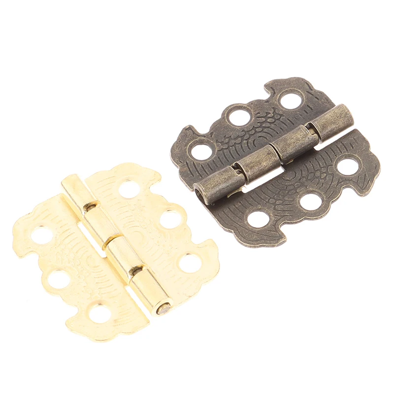 10pcs/set Mini Door Hinges Gold Silver Bronze Cabinet Drawer Jewellery Box Decorate Hinge For Furniture Hardware