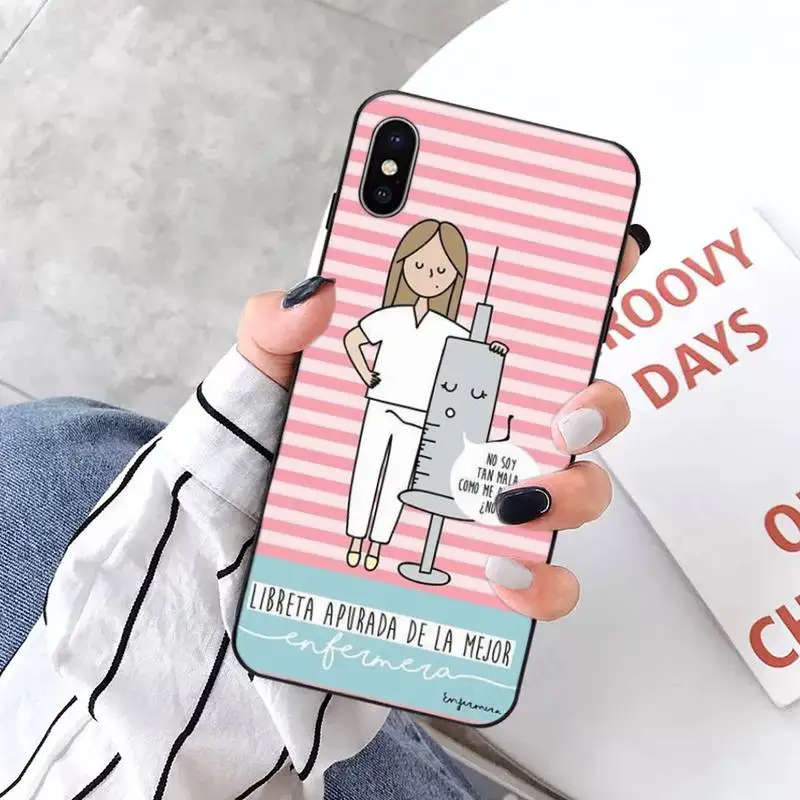 

Spain Cartoon Medicine Doctor Nurse fashion Phone Case for iPhone 11 12 pro XS MAX 8 7 6 6S Plus X 5S SE 2020 XR mini