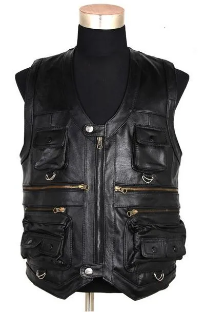 Жилет мужской из натуральной кожи куртка для отдыха костюмный костюм репортеров