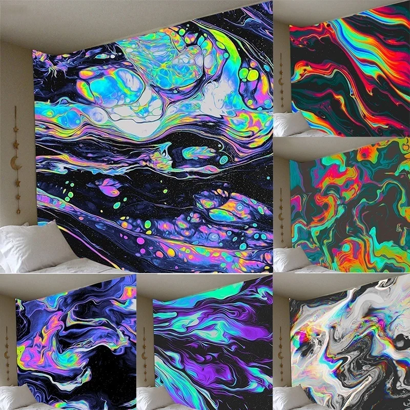 

Magic Psychedelic Tapestry Wall Hanging Natural Luxury Gouache Landscape Tapestry Trippy Art Home Wall Decor Tapiz pared