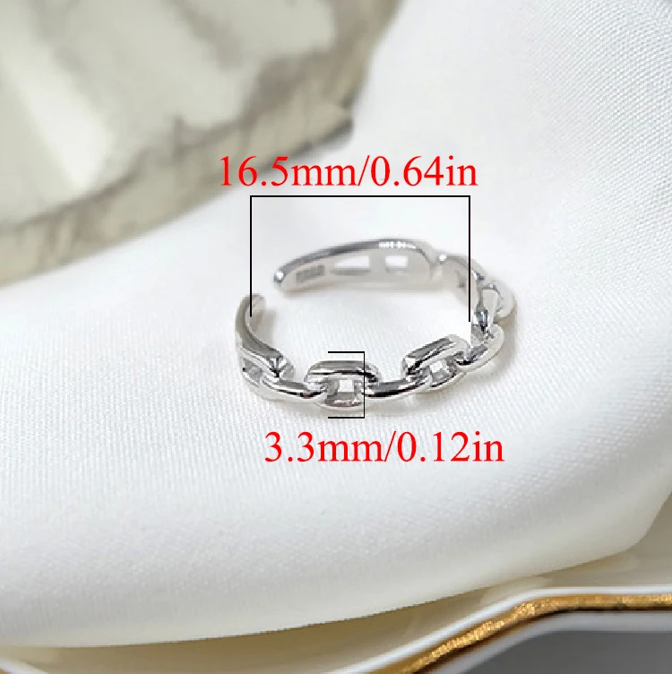 

Fashion All-match Couple Hollow Thin Chain Ring Women Punk Friendship Link Chain Ring Geometric Jewelry Charm Simple Gift