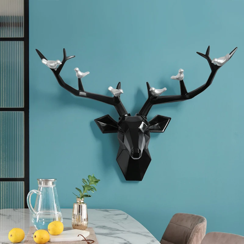 

Resin Deer Head 3d Wall Decor Resin Statue Decoration Accessories Living Room Wall Statue Sculpture Mordern Art Animal Head