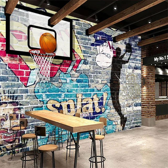 Personalizado famoso basquete estrelas jogar basquete papel de parede 3d  fãs quarto mural papéis decoração da sua casa 3d - AliExpress