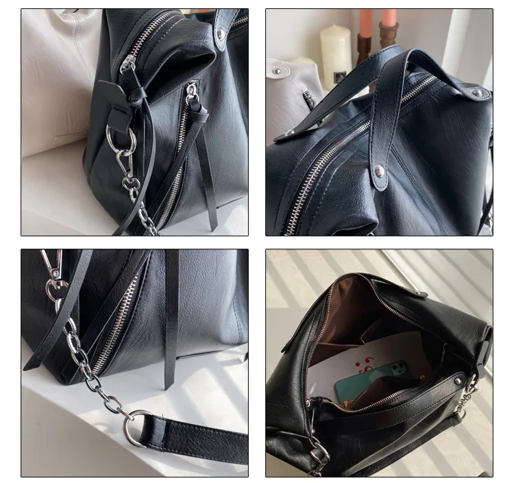 Women handbag Large Capacity Chain design ladies Shoulder bag Motorcycle pu leather female crossbody bags big totes bolsa |