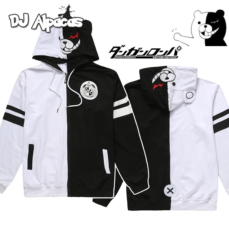 Danganronpa Monokuma Cosplay Costume Unisex Hoodie Sweatshirt Hooded Jacket Daily Casual Coat Game Anime