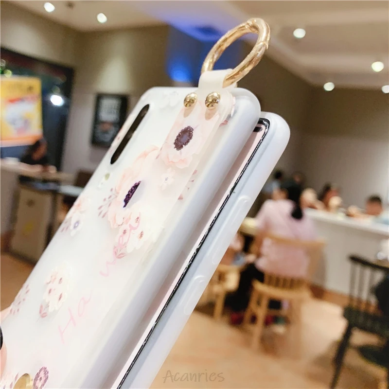 3D Цветочный ремешок на запястье Чехол руку для huawei p40 p30 p20 pro lite p smart plus 2019 2018