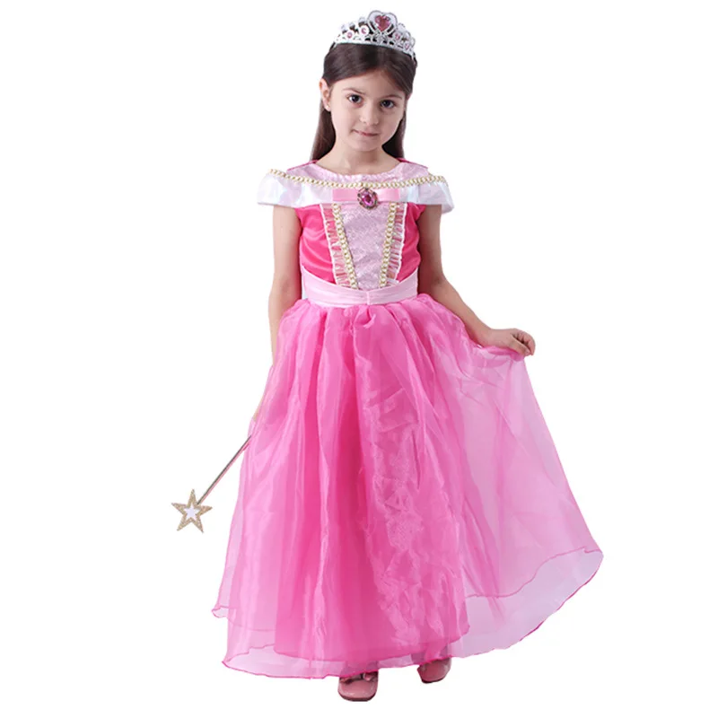 Anime Sleeping Beauty Aurora cosplay costume Halloween Girls long sleeve Pink Princess dress Party | Тематическая одежда и