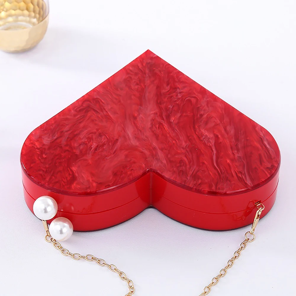 

New Heart-shaped Handbag for Women 2021 Portable Fashion Joker Evening Wedding Bag Female Banquet Lady's Acrylic Clutch Purse