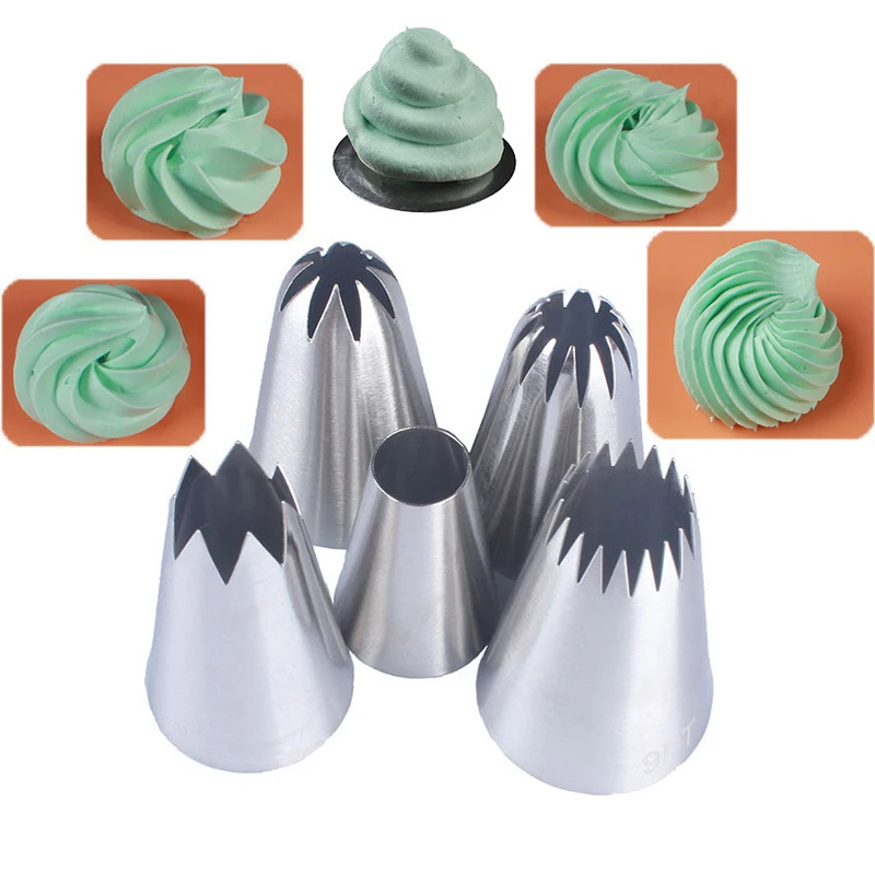 

Stainless Steel Cakes Tools Set Cookies Supplies Roses Puffs Icing Piping Pastry Nozzle Kitchen Gadgets Fondant Decoration 5Pcs