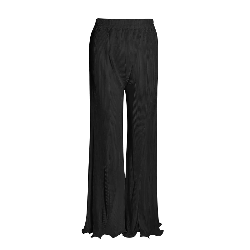 Black CHICEVER корейские элегантные женские брюки с высокой талией оверсайз свободные уличные длинные широкие брюки женские осенние модные новые - Цвет: Black