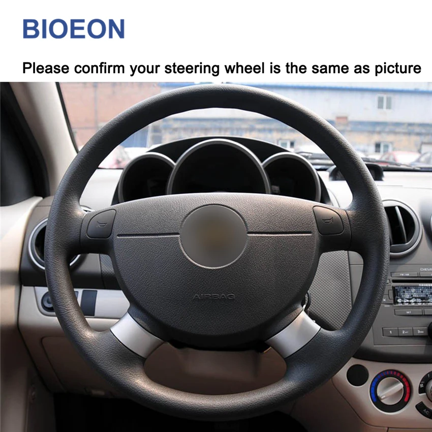 Hand-Stitched Black Synthetic Suede Car Steering Wheel Covers for Chevrolet Lova Aveo Buick Excelle Daewoo Gentra 2013-2015 |
