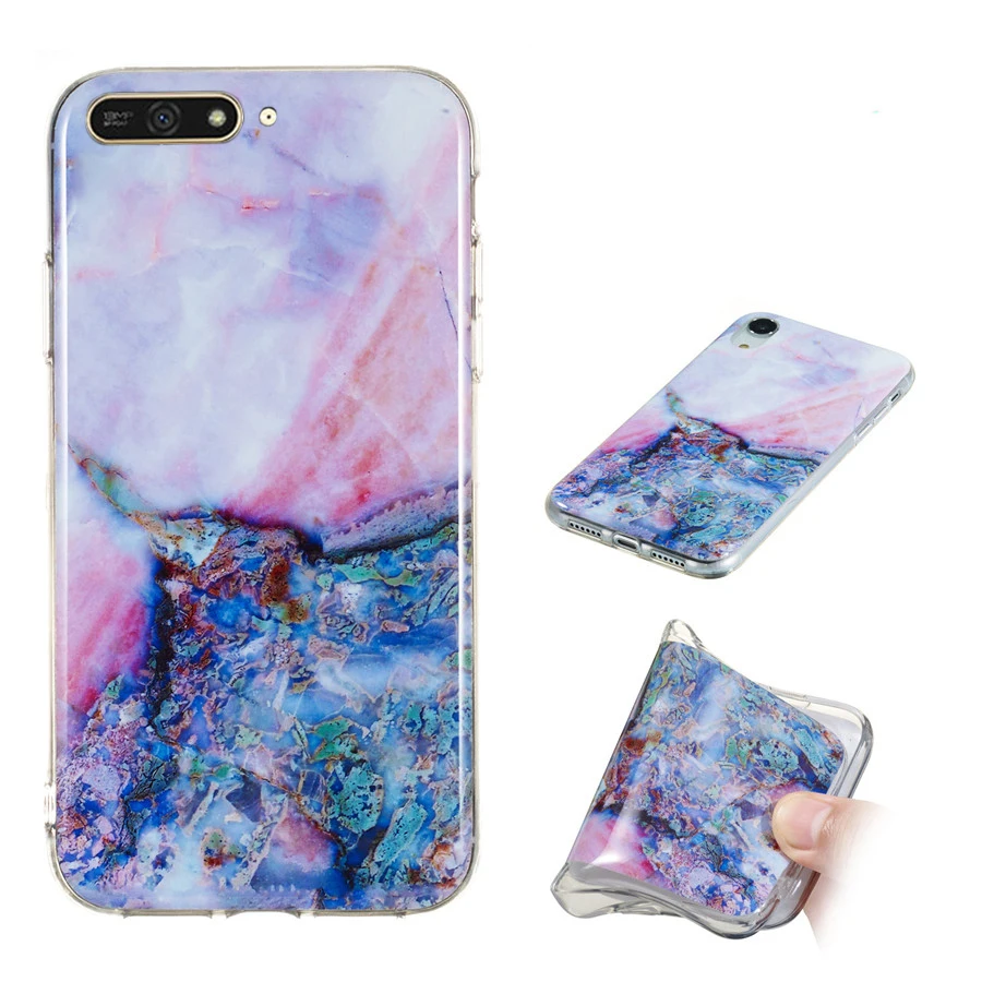 Мягкий чехол из ТПУ с узором для huawei Y6 2019 Красочные Мрамор Y3 Y5 Y7 Y9
