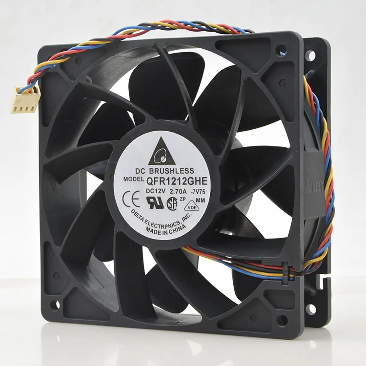 QFR1212GHE PWM 4P 12V 2.7A 12038 Вентилятор охлаждения сервера 74Y5220 120*120*38 мм для Bitcoin Miner|Кулеры