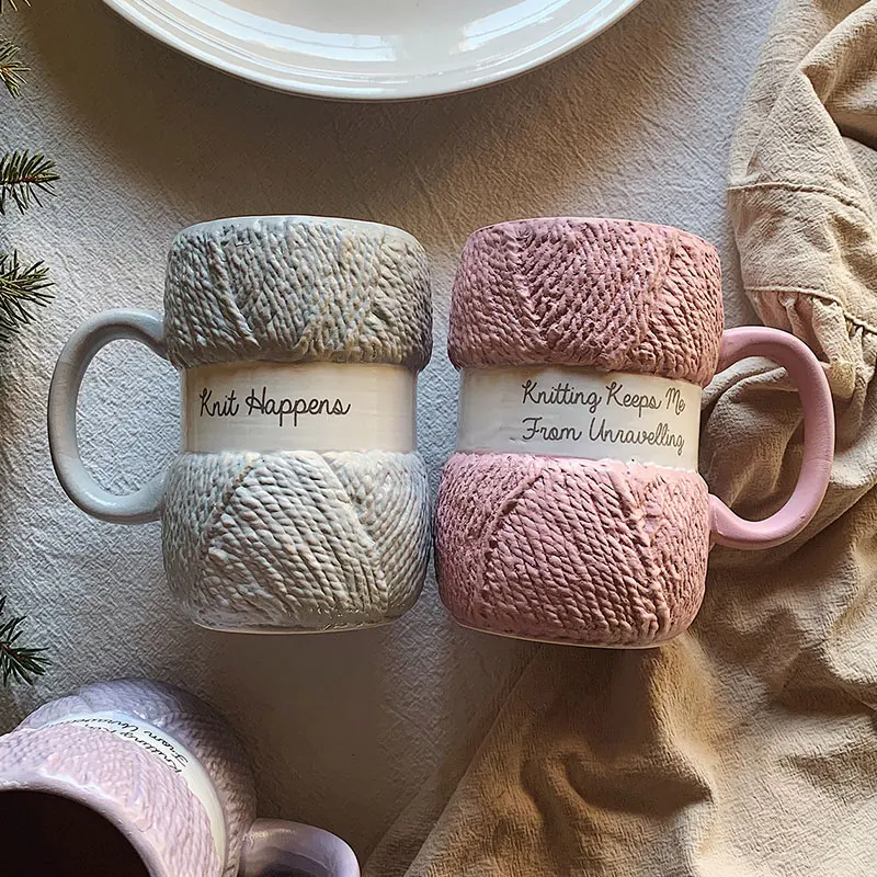 

400ML Ceramics Water Cup Creative Colorful Wool Coffee Mug Househeld Milk Tea Office Cups Drinkware The Best Birthday Gift