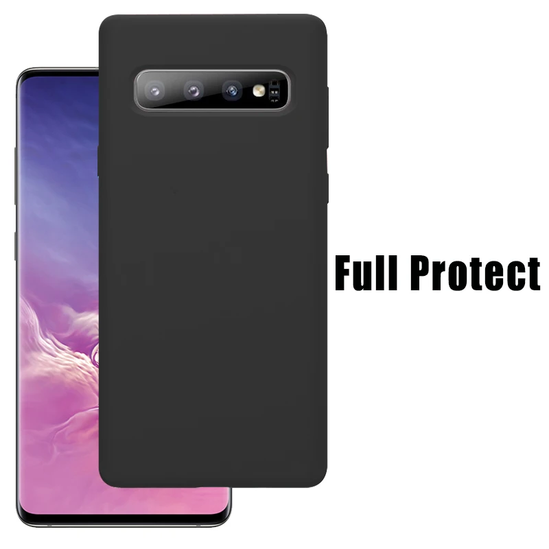 Для samsung S10 чехол, высокое качество, мягкий силикон, 360, полная защита, задняя крышка для samsung Galaxy S10 Plus S10e чехол - Цвет: Черный