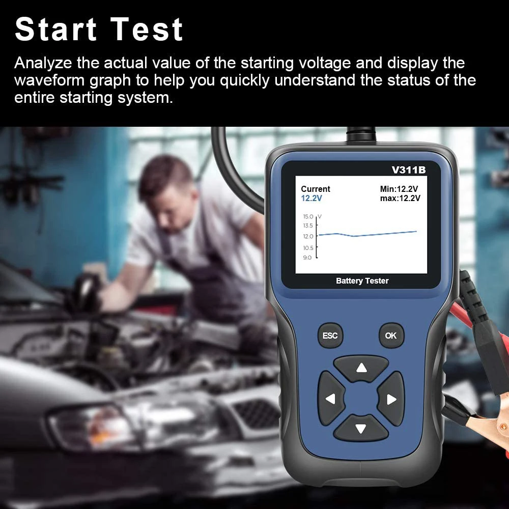 

12V Battery Detection Tools Car Battery Diagnostic Instrument Multifunctional Code Reader Digital Analyzer Color Screen