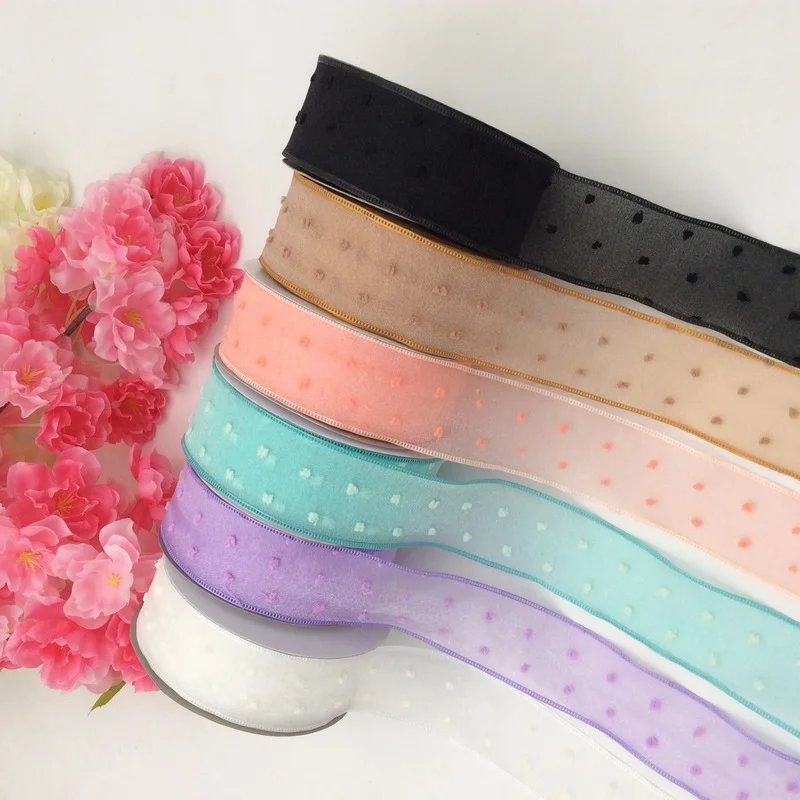 

2pcs Dot Ribbon Organza Wedding Birthday Party Decration Handmade Craft Christmas Gift Ribbon DIY Sewing Fabric Supplies