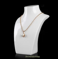 high quality small acrylic necklace display mannequin pendant dislay stand necklace showing model bust rack in white cream