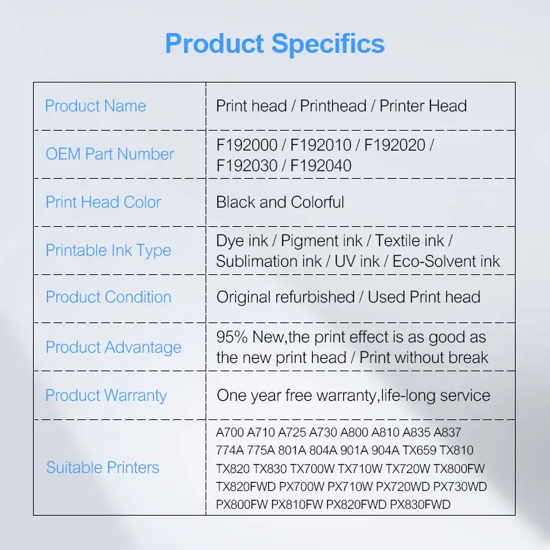 F192040 DX8 DX10 TX800 печатающая головка УФ для Epson TX710W TX720 TX820 PX720DW PX730DW TX700W TX800FW PX700WD PX800FW -