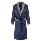 Осенне-зимняя ночная рубашка синяя мужская повседневная флисовая Пижама кораллового цвета теплая Пара Домашняя одежда фланелевый пояс пижамы кимоно Халат