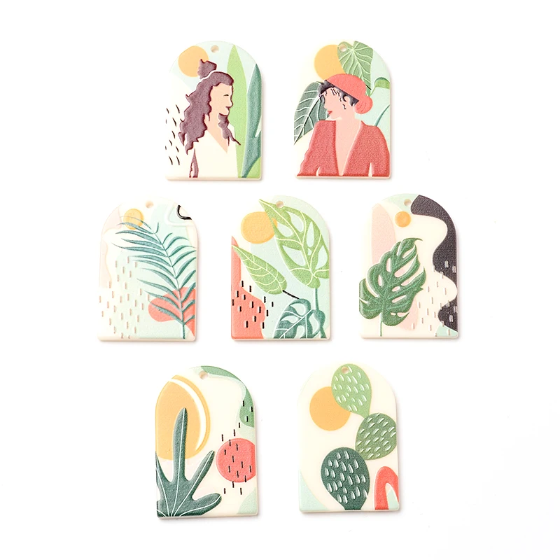 

50Pcs Girl Plant Cactus Jewelry Accessories Hand Made Earrings Making Connectors DIY Pendant Jewelry Findings Components Charms