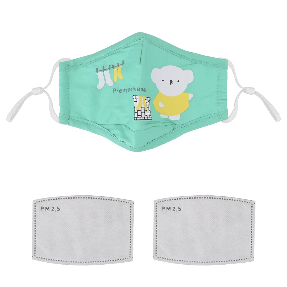 

Children Kid Cartoon Protective Mask Cotton PM2.5 Mask Activated Carbon Filter Anti-fog With 2 piece Filter Filter Insert Mask