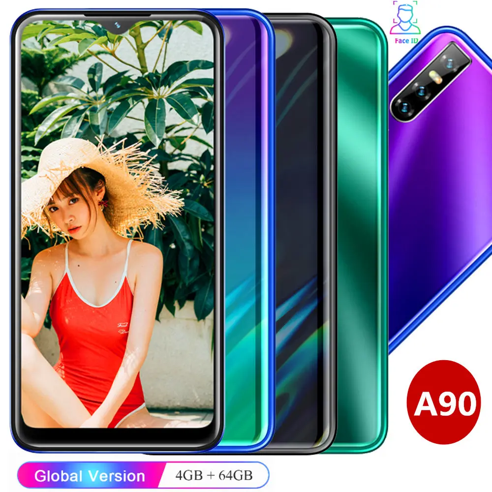 Смартфон A90 19:9 HD с экраном 6 26 дюйма четырехъядерный процессор 4 Гб ОЗУ 64 ПЗУ 13 МП