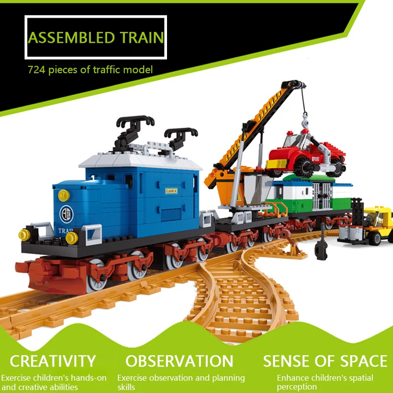 

Mailackers City Train Station Track Car Building Blocks City Railway Architecture Crane Model Bricks Toys For Children DIY Gifts