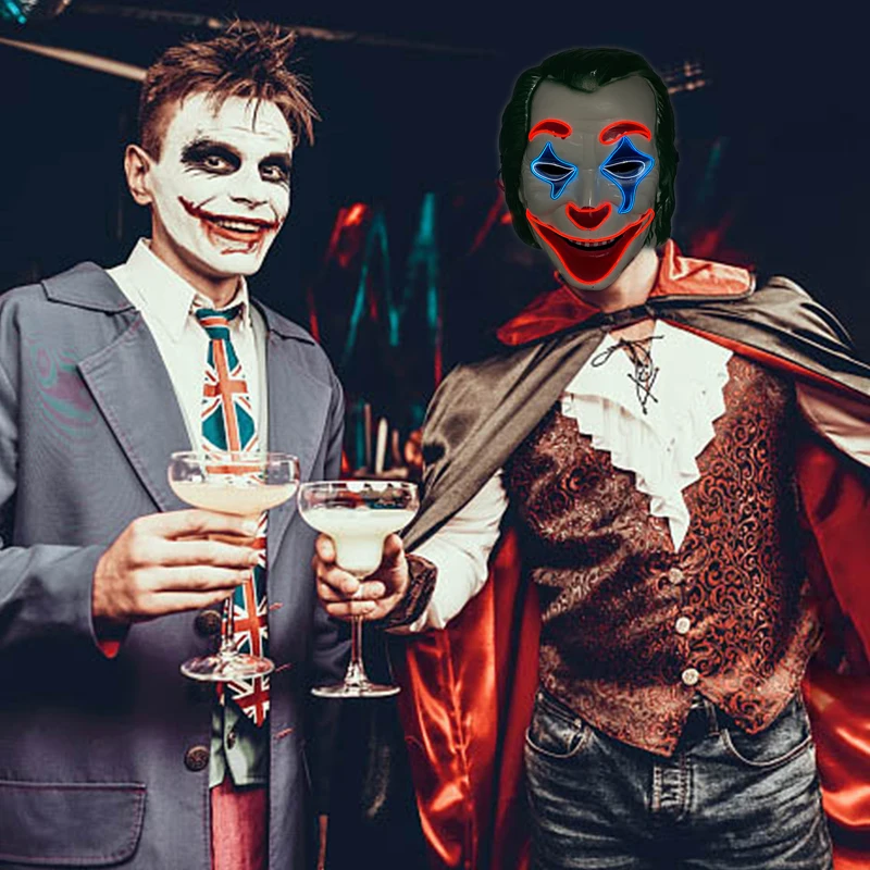 Маска для лица клоуна на Хэллоуин светящиеся светодиодсветодиодный маски маска