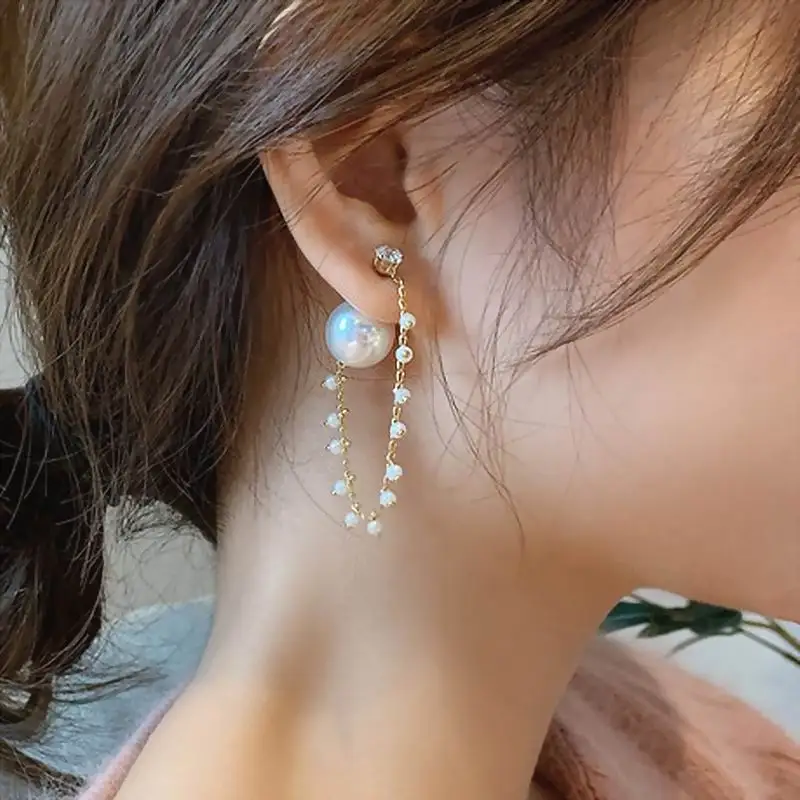 

Korean Simulated Pearl Chain Earrings For Women New Fashion Jewelry Delicate Earings Bijoux Wholesale