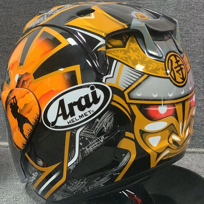 Шлем мотоциклетный с золотым мечом для мужчин и женщин наполовину закрывающий